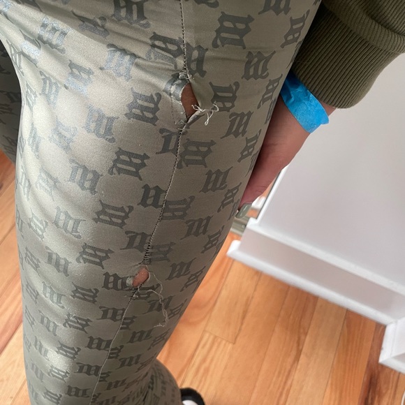 Misbhv khaki printed leggings. Size small. Worn once. Has two tears. - Picture 2 of 3